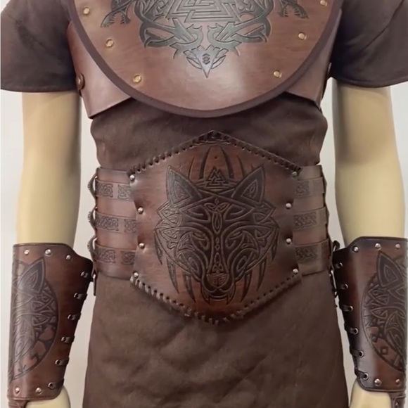 Brand New, Warrior Chest Armor w/ Viking Fenrir Brace, Warrior Set For Ren Faire - Picture 11 of 12